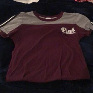 Maroon and grey PINK t shirt